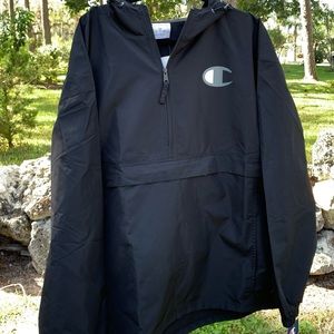 Champions Light Weight Windbreaker Black with Hoodie